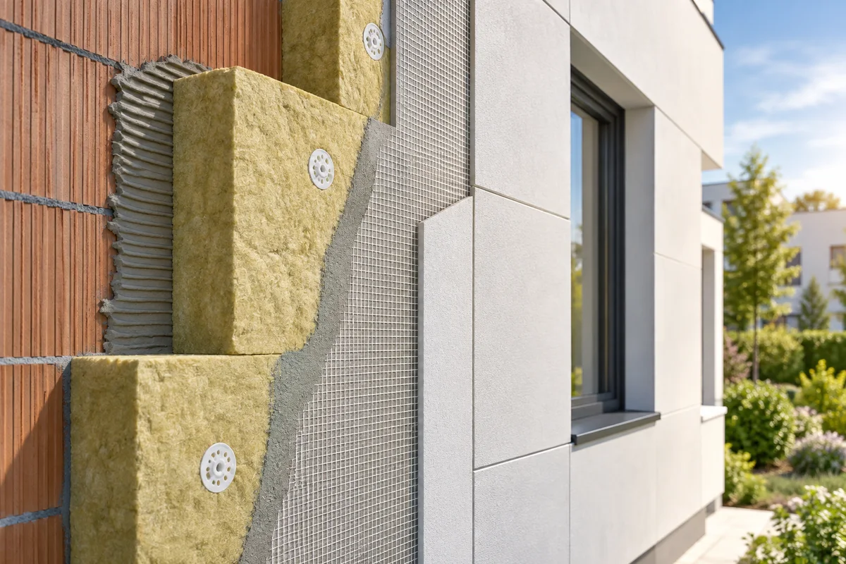 Détail d’isolation et de façade, illustration générique.